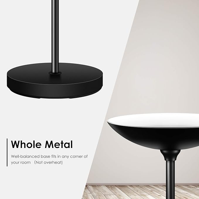 Floor Lamp, Standing Lamp, 20W 2000LM LED Torchiere Floor Lamp, Stepless Dimmable, Touch Control, 3000K Daylight, 50000hrs Lifespan, Floor Lamps for Living Room, Standing Lamps for Bedroom, Office - LeafyLoom