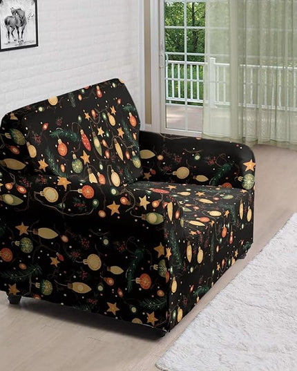 FKELYI Christmas Lights Sofa Furniture Protector with Elastic Bottom Easy Going Stretch Sofa Slipcover for Indoor Non-Slip Sofa Couch Cover S FKELYI