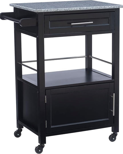 Linon Cayden Black Kitchen Cart, - LeafyLoom