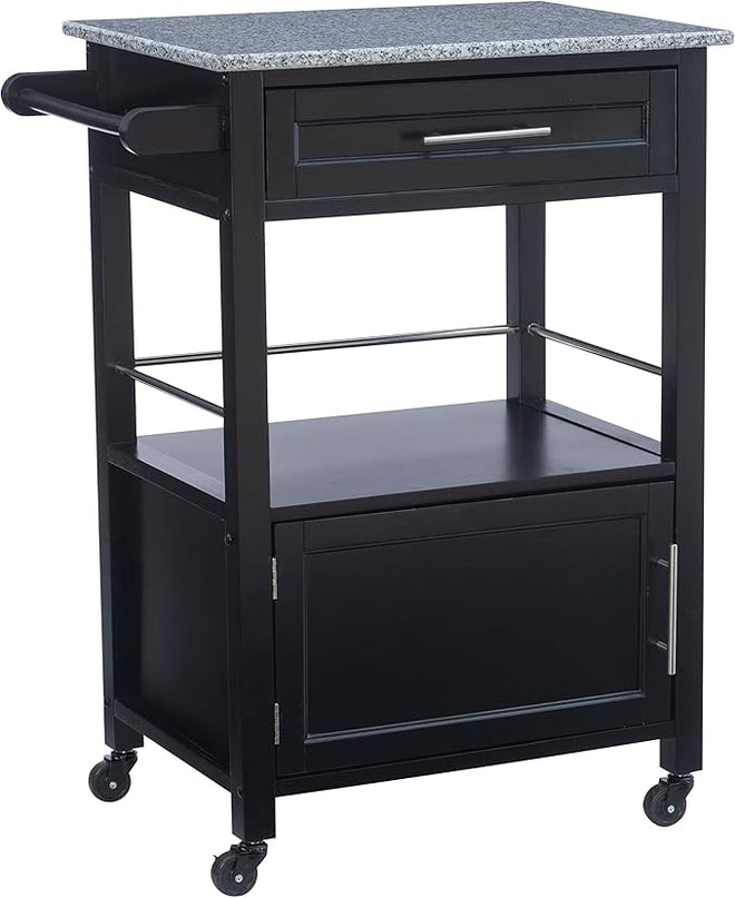 Linon Cayden Black Kitchen Cart, - LeafyLoom