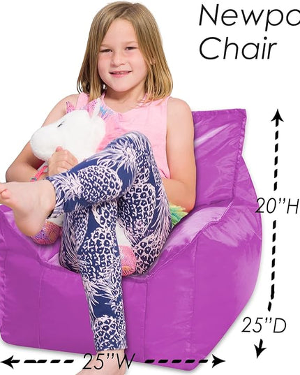 Posh Creations Bean Bag Chair Structured Comfy Seat Use for Gaming, Reading and Watching TV, Newport, Purple - LeafyLoom