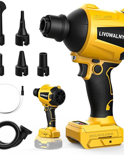LIVOWALNY Cordless Dust Blower for Dewalt 20V Battery, Leaf Blower Brushless Handheld Blower Sawdust Blower 447 MPH/39 CFM for Garages, Sawmill Room, Workshop Cleaning, Home Improvement (No Battery) - LeafyLoom