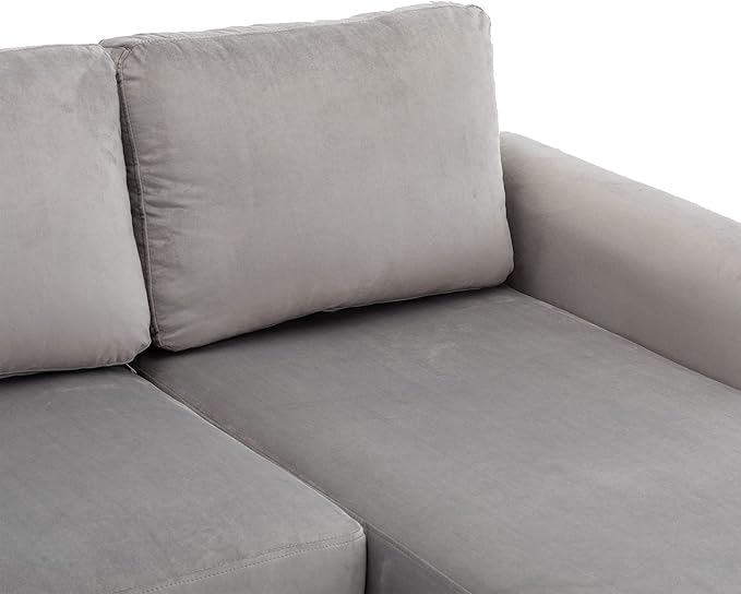 72.44" L-Shaped Reversible Sectional Sofa w/Pull Out Bed & Storage Chaise Lounge,Interior Furniture Comfy Sleeper Corner Couch with 3 Throw Pillows and Pockets,for Dorm,Apartment,Gray - LeafyLoom