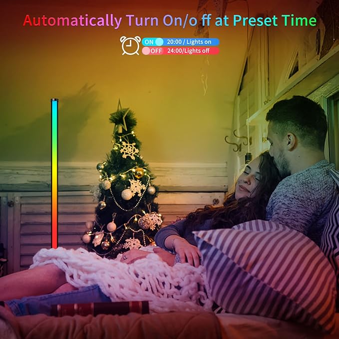 Smart RGB Floor Lamp Living Room, 10W Floor Lamp With APP and Remote Control, Dimmable Music Sync Timer LED Corner Lamp, Modern RGB Color Changing Floor Lamp for Living Room, Bedroom [Energy Class F] - LeafyLoom