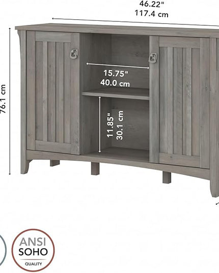Bush Furniture Salinas Accent Storage Cabinet with Doors in Driftwood Gray - LeafyLoom
