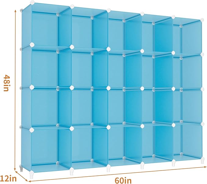 HOMIDEC 20-Cube Storage Organizer, Closet Organizer Storage Shelf Bookcase Bookshelf with Metal Hammer, Storage Cubes Organizer Cabinet for Kids, Closet, Bedroom, Bathroom - LeafyLoom