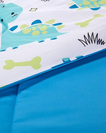 SLEEP ZONE Kids Bedding Full/Queen Comforter Set - Cute Printed for Boys, Girls, Teens, Super Soft, Fade Resistant, Cute Dino, Full/Queen - LeafyLoom