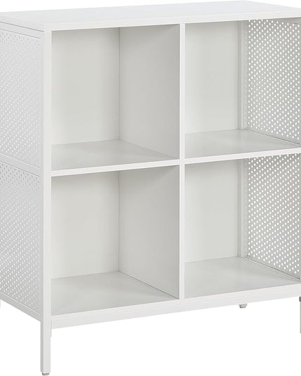 OSP Home Furnishings Ace Contemporary Modern Storage Cube Bookcase, 4 Cubes, White Finish - LeafyLoom