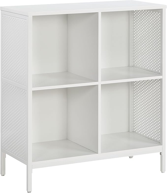 OSP Home Furnishings Ace Contemporary Modern Storage Cube Bookcase, 4 Cubes, White Finish - LeafyLoom