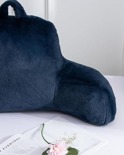 Aimuan Reading Pillow Bed Rest Wedge Large Adult Backrest Pillow with Arms Back Support for Sitting Up in Bed Cushion Incline Rest Sleeping Snoring Pillow, Dark Blue Large - LeafyLoom