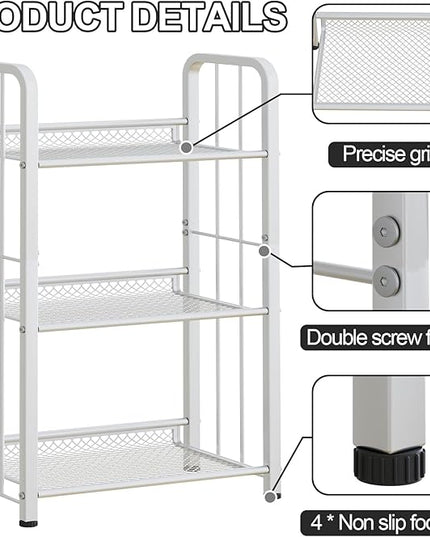 Bookshelf Storage Shelf Bookcase Freestanding Storage Stand Book Organizer for Living Room, Bedroom, Kitchen, Rust Resistance,Easy Assembly Multi-Functional Organizer(3 Tiers,White) - LeafyLoom