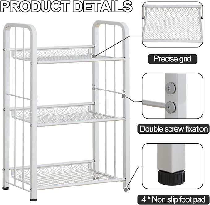 Bookshelf Storage Shelf Bookcase Freestanding Storage Stand Book Organizer for Living Room, Bedroom, Kitchen, Rust Resistance,Easy Assembly Multi-Functional Organizer(3 Tiers,White) - LeafyLoom