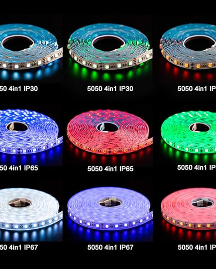 BTF-LIGHTING 5050 RGBW RGB+Cool White(6000K-7000K) 4 Colors in 1 LED Tape Light DC12V 5m 16.4ft 60LED/m Multi-Colored IP30 White 12mm PCB for Bedroom Kitchen Home Decoration(No Adapter or Controller) BTF-LIGHTING