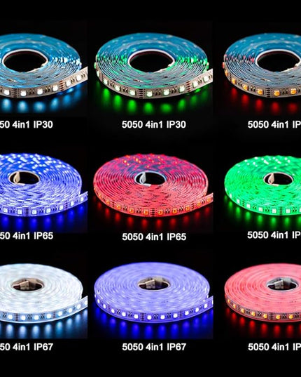 BTF-LIGHTING 5050 RGBW RGB+Cool White(6000K-7000K) 4 Colors in 1 LED Tape Light DC12V 5m 16.4ft 60LED/m Multi-Colored IP67 White 14mm PCB for Bedroom Kitchen Home Decoration(No Adapter or Controller) BTF-LIGHTING