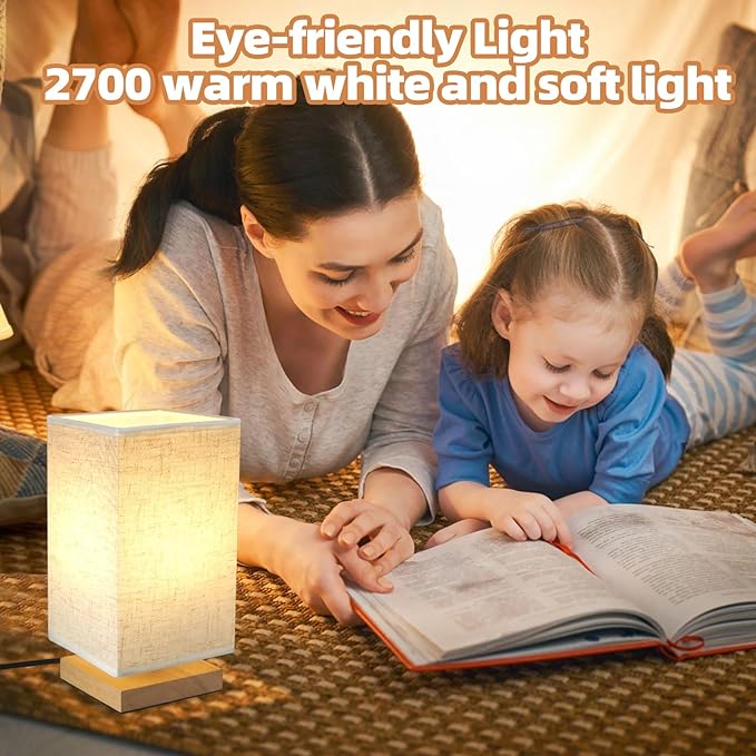 Table Lamp for Bedroom - Small Beside Touch Lamps for Night Stands Home Office - Minimalist Design Warm Light Mini Boho Lamp - Fits in Kids,Living,Nursey Room,College Dorm - Awesome Gift Choice - LeafyLoom