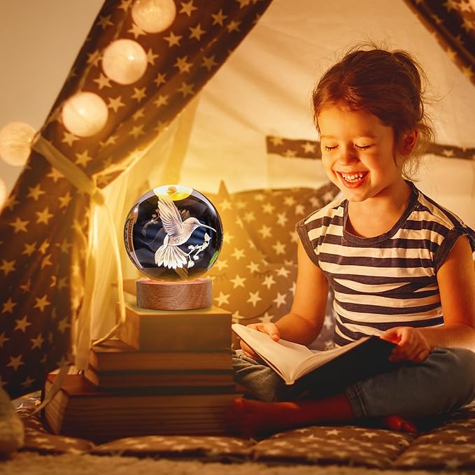Bird Gifts for Kids, Large 3D Bird Lamp, Crystal Bird Night Light 16 Color Changing with Remote Control for Bedroom Decor, Bird Figurines - LeafyLoom