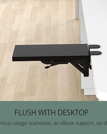 Ergonomics Desk Extender Tray, 11.8"x5.9" Punch-Free Clamp on, Foldable Keyboard Drawer Tray, Table Mount Arm Wrist Rest Shelf, Computer Elbow Arm Support - LeafyLoom