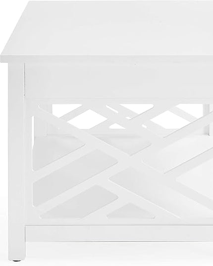 Alaterre Furniture Coventry 36" Coffee Two End Tables with Tray, Set of 3, White - LeafyLoom