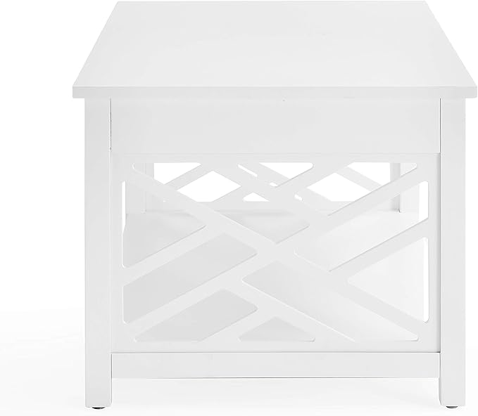 Alaterre Furniture Coventry 36" Coffee Two End Tables with Tray, Set of 3, White - LeafyLoom