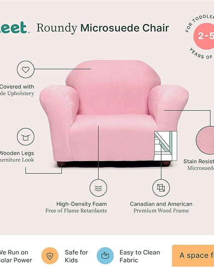 Keet Microsuede Children's Chair, 24x18x18 Inch (Pack of 1), Pink - LeafyLoom