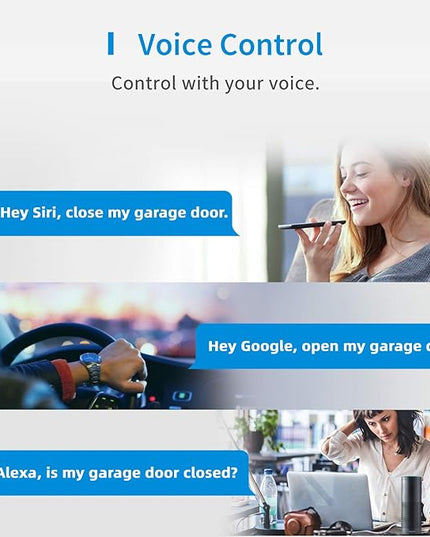 meross Smart Garage Door Opener Remote, Compatible with Apple HomeKit, Amazon Alexa, Google Assistant, SmartThings, Multiple Notification Modes, No Hub Needed,White meross