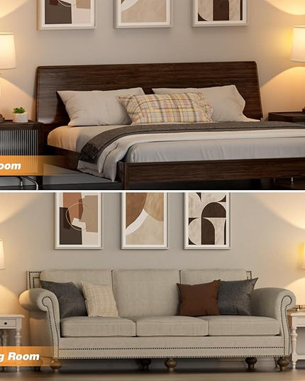 White Brown Lamps for Bedrooms Set of 2 - Touch Control Bedside Lamp with USB C+A, 3 Way Dimmable Nightstand Lamps with USB Port, Table Lamp for Living Room(White Shade and Brown Base) - LeafyLoom