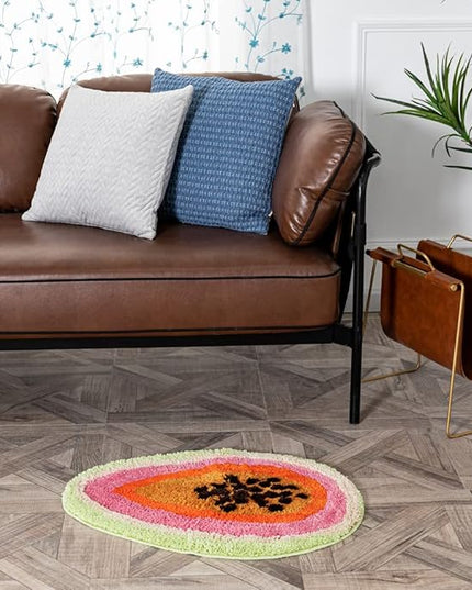 Passion Fruit Shaped Rug Fruits Bath Mat Area Rug Non-Slip Bathroom Door Mat for Bedroom Bathroom Kitchen Cartoon Area Rug for Bathroom Soft Bathmat Home Decor (18.5x25.6in) - LeafyLoom