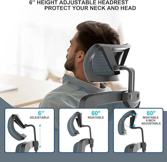 𝑯𝑶𝑴𝑬 𝑶𝑭𝑭𝑰𝑪𝑬 𝑪𝑯𝑨𝑰𝑹, Ergonomic Mesh Desk Chair, High Back Computer Chair- Adjustable Headrest with Flip-Up Arms, Lumbar Support, Swivel Executive Task Chair (Modern, Black Coral) - LeafyLoom