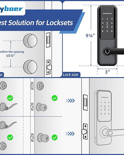 Keyless Fingerprint Smart Door Lock and Handle - Keypad Entry, Electronic Passcode for Front Door Nyboer