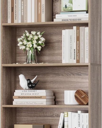 FOTOSOK 6-Tier Open Bookcase and Bookshelf, Freestanding Display Storage Shelves Tall Bookshelf Bookcase for Bedroom, Living Room and Office, Light Oak - LeafyLoom