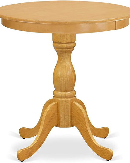 East West Furniture Eden 3 Piece Kitchen Set Contains a Round Dining Room Table with Pedestal and 2 Faux Leather Upholstered Chairs, 30x30 Inch, ESAN3-OAK-LC - LeafyLoom