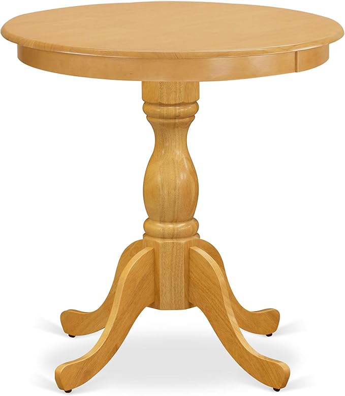 East West Furniture Eden 3 Piece Kitchen Set Contains a Round Dining Room Table with Pedestal and 2 Faux Leather Upholstered Chairs, 30x30 Inch, ESAN3-OAK-LC - LeafyLoom