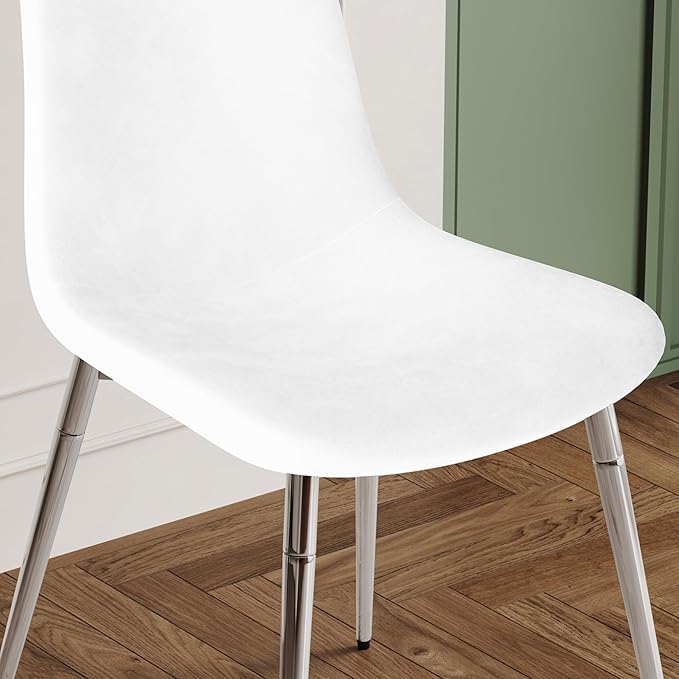 NicBex Haerin-SD-00341-LWJ Dining Chairs, 17.7"x19.7"x34.3", White and Silver - LeafyLoom