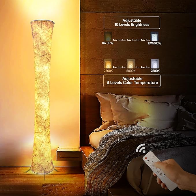 Floor Lamp, RGB Color Changing Led Smart Lamp, Music Sync, APP Remote Control, 62'' Standing Lamp for Living Room Bedroom Game Room - LeafyLoom