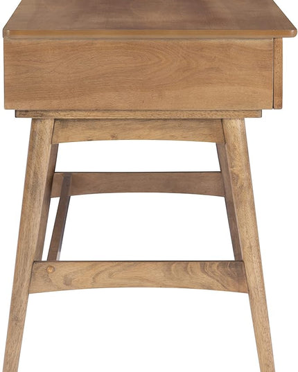 Linon Natural Dutton Wood and Rattan Desk - LeafyLoom