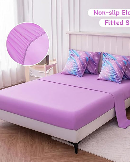 Twin Comforter Set for Girls Galaxy Bedding 7pieces, Ombre Bedding Comforter Sets Rainbow Comforter, Glitter Bedding Twin Teen Comforter Sets for Girls (Twill Rainbow) - LeafyLoom