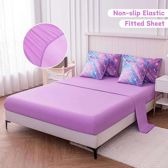 Twin Comforter Set for Girls Galaxy Bedding 7pieces, Ombre Bedding Comforter Sets Rainbow Comforter, Glitter Bedding Twin Teen Comforter Sets for Girls (Twill Rainbow) - LeafyLoom