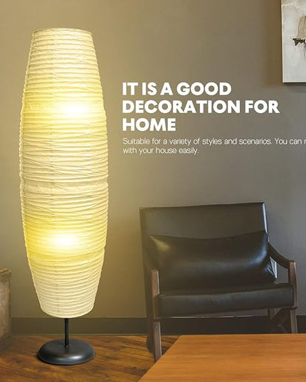 Uonlytech Paper Floor Lamp Shade Replacement, Foldable Standing Lampshade Japanese Style Paper Floor Light Cover Accessories for Bedroom Floor Light, White - LeafyLoom