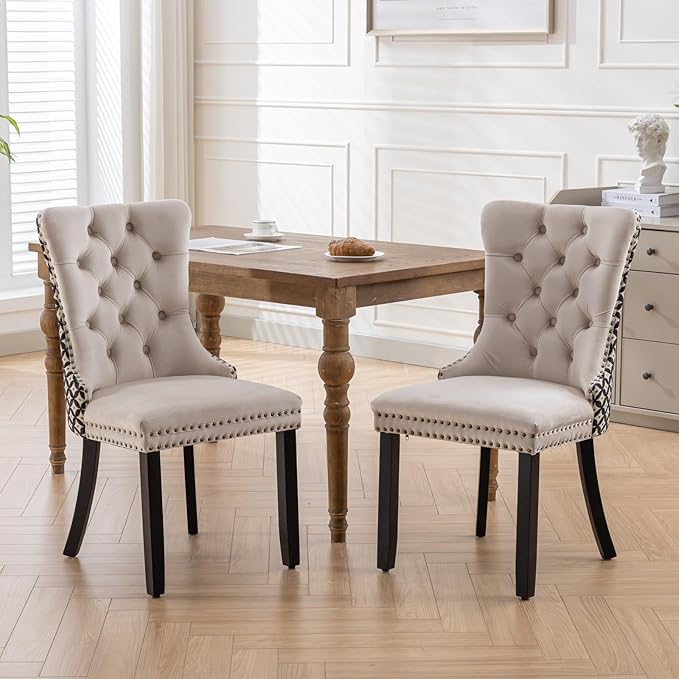 NicBex Haerin-SD-00090-LWJ Dining Chairs, 25.5"x19.7"x37.4", Beige - LeafyLoom