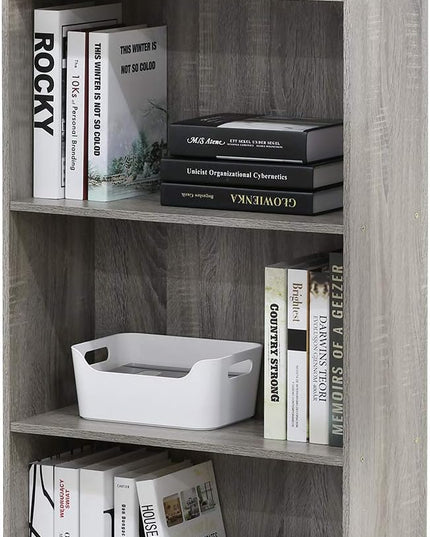 Furinno Basic 3-Tier Bookcase Storage Shelves, French Oak Grey - LeafyLoom