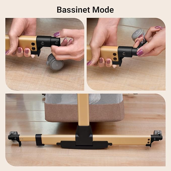 Baby Crib,3 in 1 Baby Bassinet Bedside Crib Adjustable Portable Bed for Infant,Baby Newborn Must Have Bed,Khaki - LeafyLoom