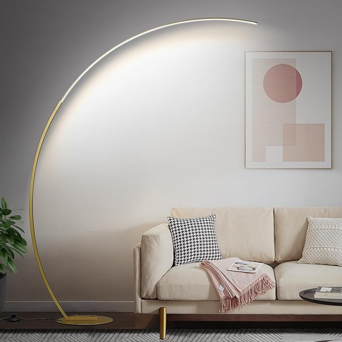 Torondo Dimmable LED Floor Lamp with 3 Color Temperatures, Ultra Bright 2000LM Gold Arc Floor Lamp, Modern Standing Tall Lamp with Remote Control Reading Floor Lamp for Bedroom Office Classroom - LeafyLoom