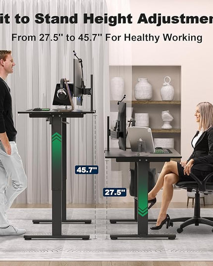 Electric Standing Desk Height Adjustable - 48 x 24 Inches Sit Stand up Desk & Memory Preset Ergonomic Rising Desks for Work, Home Office Workstation Gaming Rising Desk Study Table - LeafyLoom