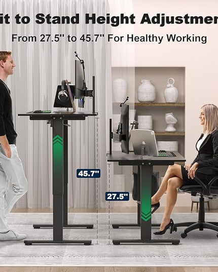 Electric Standing Desk Height Adjustable - 40 x 24 Inches Sit Stand up Desk & Memory Preset Ergonomic Rising Desks for Work, Home Office Workstation Gaming Rising Desk Study Table - LeafyLoom