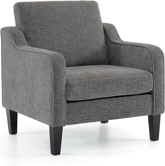 VINGLI Accent Chairs for Living Room Chairs Reading Chair Mid Century Modern Chair Soft Chenille Sofa Chair Upholstered Arm Chair Comfy Chair Side Chair (Light Grey Chenille) - LeafyLoom
