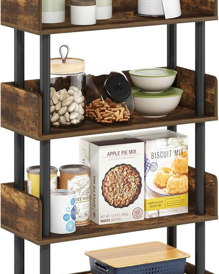 Furinno Turn-N-Tube 4-Tier Toolless Display Rack, Amber Pine/Black - LeafyLoom