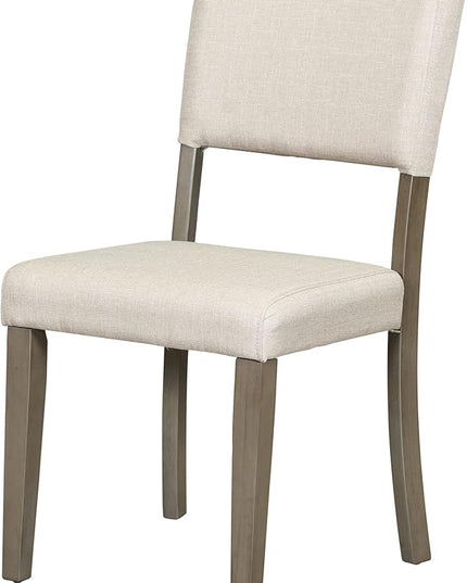 Retro 5-Piece Round Dining Table Set with 4 Upholstered Chairs for Kitchen, Breakfast Nook, Living Room, Taupe, 44" L x 44" W x 30.2" H - LeafyLoom