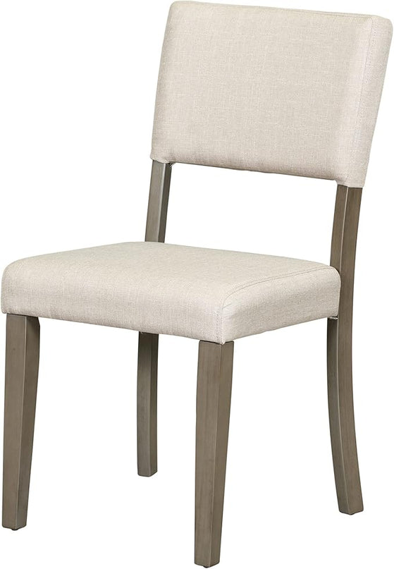 Retro 5-Piece Round Dining Table Set with 4 Upholstered Chairs for Kitchen, Breakfast Nook, Living Room, Taupe, 44" L x 44" W x 30.2" H - LeafyLoom