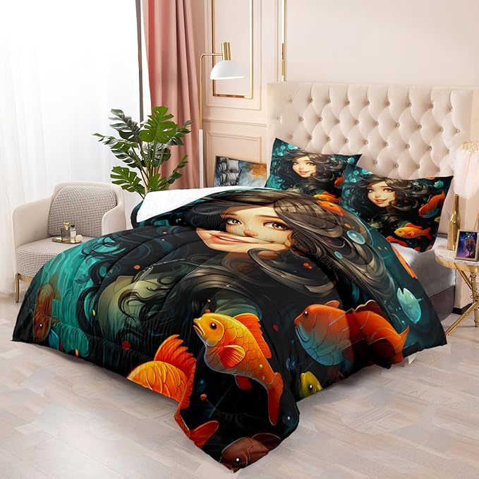 Princess Bedding - Girls Comforter Set Princess Comforter Set Full Comforter Set for Girls Bedroom Decor Kids Comforter Sets Gifts for Girls Full Size Quilt Set with 2 Pillowcases - LeafyLoom