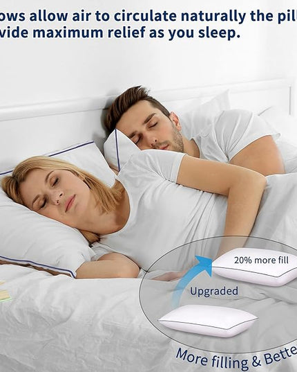 Bed Pillows for Sleeping-2 Pack King Size Set of 2 Pillow for Side Back and Stomach Sleepers， Down Alternative Filling Luxury Soft Quality with Premium Plush Pillows(King, White) - LeafyLoom